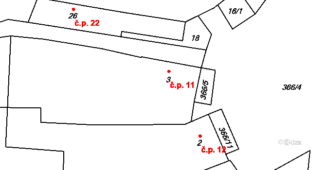 Hlávkov 11, Vyskytná nad Jihlavou na parcele st. 3 v KÚ Hlávkov, Katastrální mapa