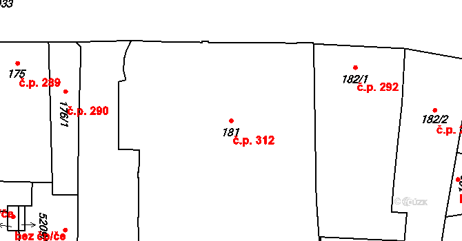 Šumperk 312 na parcele st. 181 v KÚ Šumperk, Katastrální mapa
