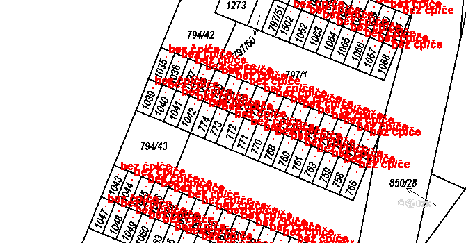 Lišov 147381533 na parcele st. 772 v KÚ Lišov, Katastrální mapa