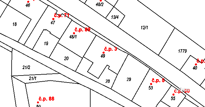 Křenov 3 na parcele st. 49 v KÚ Křenov, Katastrální mapa