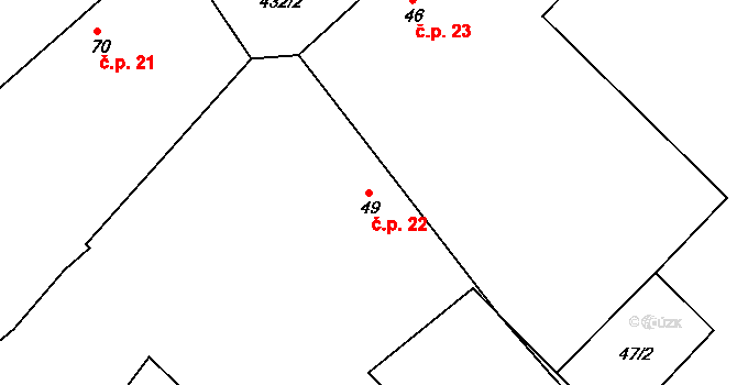 Renoty 22, Uničov na parcele st. 49 v KÚ Renoty, Katastrální mapa