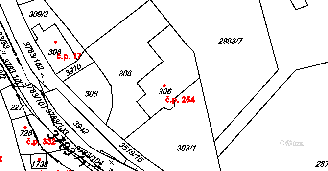 Cvikov II 254, Cvikov na parcele st. 306 v KÚ Cvikov, Katastrální mapa