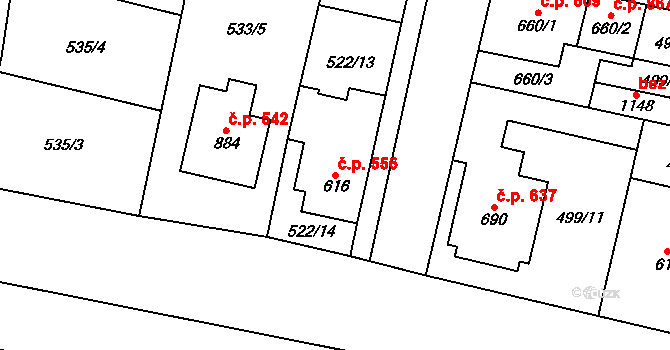 Libochovice 556 na parcele st. 616 v KÚ Libochovice, Katastrální mapa