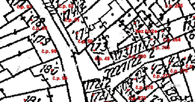 Jaroměřice nad Rokytnou 49 na parcele st. 173/1 v KÚ Jaroměřice nad Rokytnou, Katastrální mapa