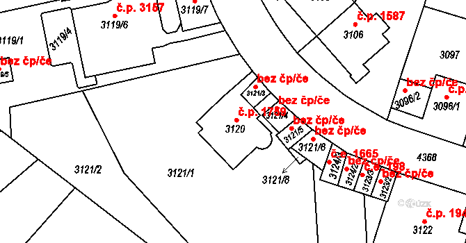 Teplice 1759 na parcele st. 3120 v KÚ Teplice, Katastrální mapa