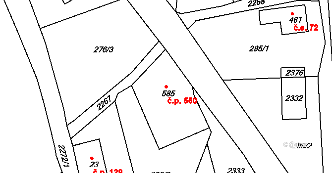 Bublava 550 na parcele st. 585 v KÚ Bublava, Katastrální mapa