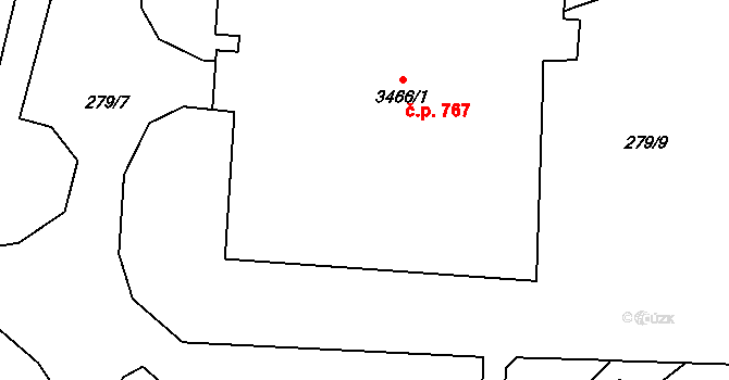Klatovy III 767, Klatovy na parcele st. 3466/1 v KÚ Klatovy, Katastrální mapa