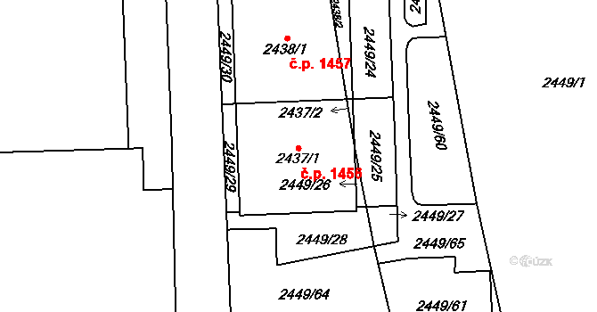 Chodov 1456, Praha na parcele st. 2437/1 v KÚ Chodov, Katastrální mapa