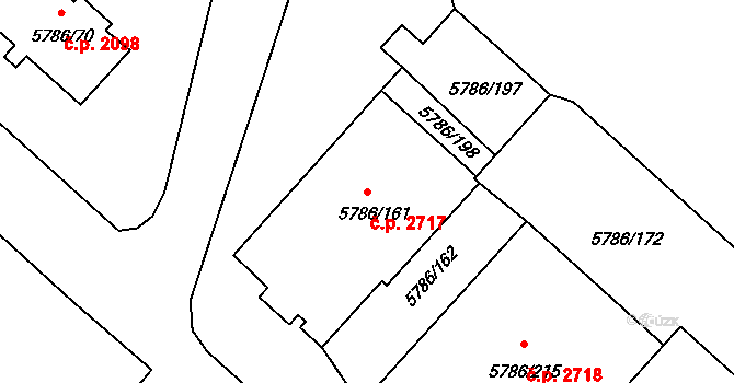 Česká Lípa 2717 na parcele st. 5786/161 v KÚ Česká Lípa, Katastrální mapa