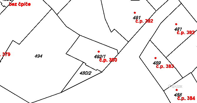 Rumburk 1 380, Rumburk na parcele st. 492/1 v KÚ Rumburk, Katastrální mapa