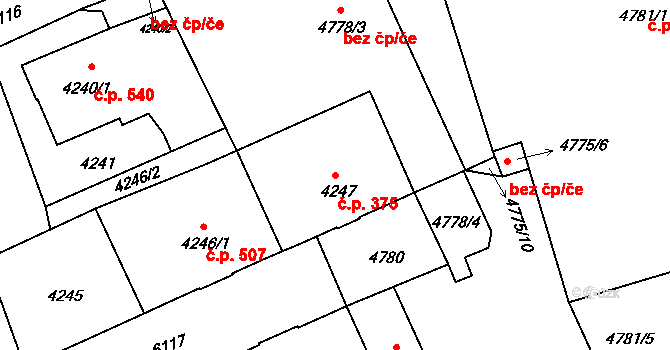 Liberec III-Jeřáb 375, Liberec na parcele st. 4247 v KÚ Liberec, Katastrální mapa