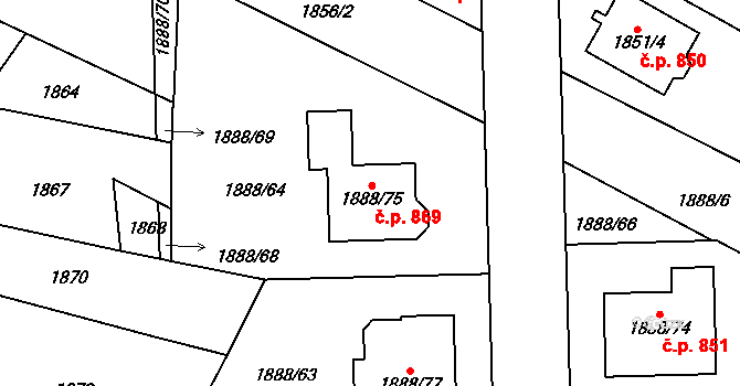 Veselí nad Lužnicí II 869, Veselí nad Lužnicí na parcele st. 1888/75 v KÚ Veselí nad Lužnicí, Katastrální mapa