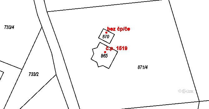Vrchlabí 1519 na parcele st. 865 v KÚ Podhůří-Harta, Katastrální mapa