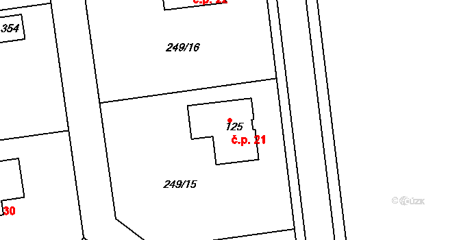 Hněvousice 21, Mnichovo Hradiště na parcele st. 125 v KÚ Sychrov nad Jizerou, Katastrální mapa