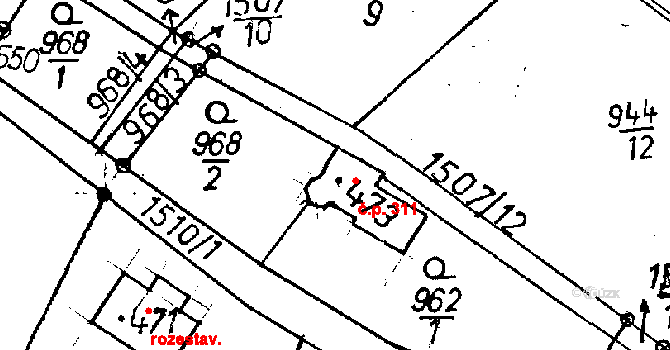 Jeřmanice 311 na parcele st. 473 v KÚ Jeřmanice, Katastrální mapa