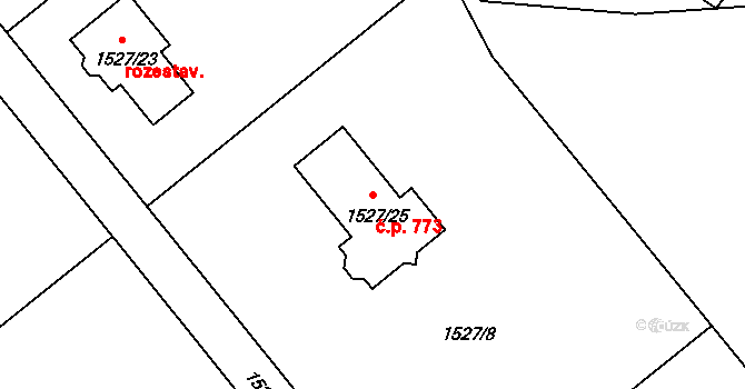 Palkovice 773 na parcele st. 1527/25 v KÚ Palkovice, Katastrální mapa
