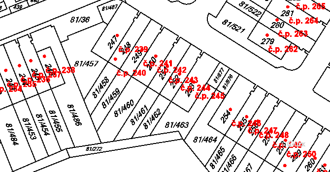 Nupaky 244 na parcele st. 252 v KÚ Nupaky, Katastrální mapa