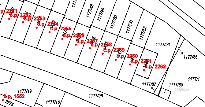 Říčany 2259 na parcele st. 3477 v KÚ Říčany u Prahy, Katastrální mapa