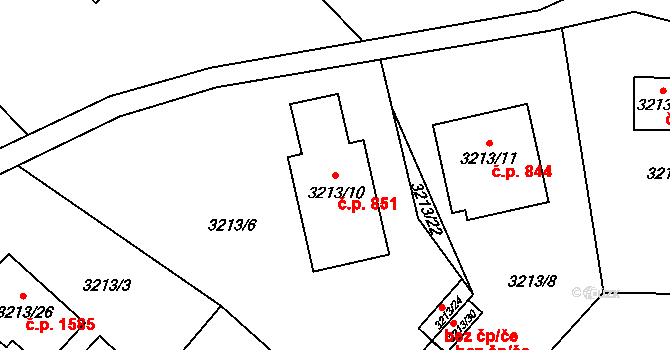 Rumburk 1 851, Rumburk na parcele st. 3213/10 v KÚ Rumburk, Katastrální mapa