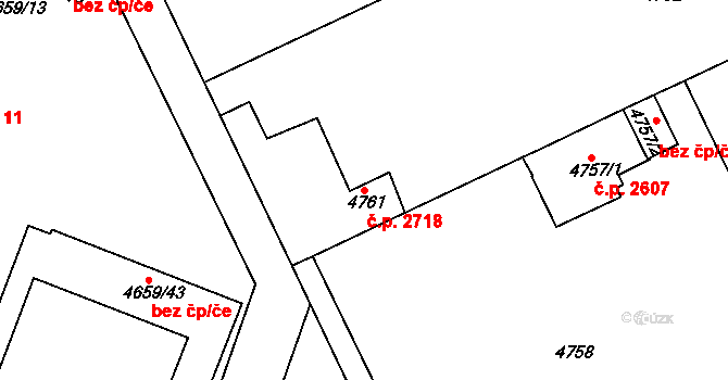 Dejvice 2718, Praha na parcele st. 4761 v KÚ Dejvice, Katastrální mapa