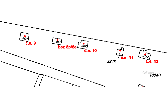 Valdické Předměstí 10, Jičín na parcele st. 2872 v KÚ Jičín, Katastrální mapa
