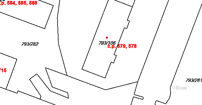 Výškovice 578,579, Ostrava na parcele st. 793/106 v KÚ Výškovice u Ostravy, Katastrální mapa