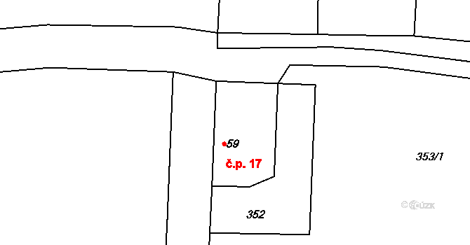 Hláska 17, Olšovice na parcele st. 59 v KÚ Olšovice, Katastrální mapa