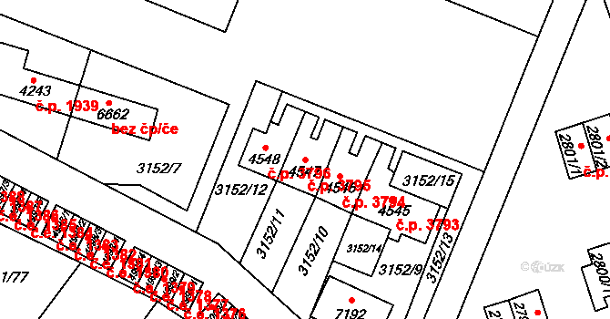 Zlín 3795 na parcele st. 4547 v KÚ Zlín, Katastrální mapa