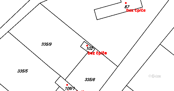 Kozojedy 43133533 na parcele st. 102 v KÚ Kozojedy, Katastrální mapa