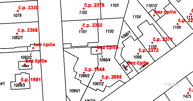 Přerov 43822533 na parcele st. 1096/4 v KÚ Přerov, Katastrální mapa