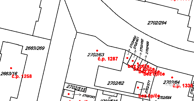 Předměstí 1287, Opava na parcele st. 2702/63 v KÚ Opava-Předměstí, Katastrální mapa