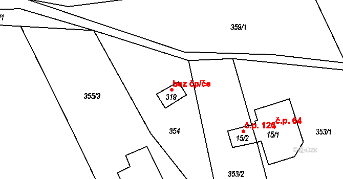 Krásná Lípa 45141533 na parcele st. 319 v KÚ Vlčí Hora, Katastrální mapa