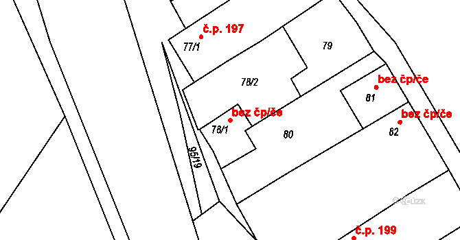 Slup 47502533 na parcele st. 78/1 v KÚ Oleksovičky, Katastrální mapa