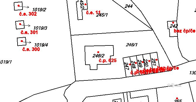 Neštěmice 625, Ústí nad Labem na parcele st. 246/2 v KÚ Neštěmice, Katastrální mapa