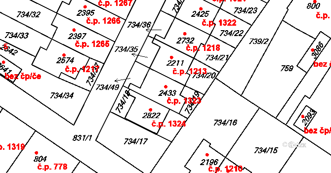 Neratovice 1323 na parcele st. 2433 v KÚ Neratovice, Katastrální mapa