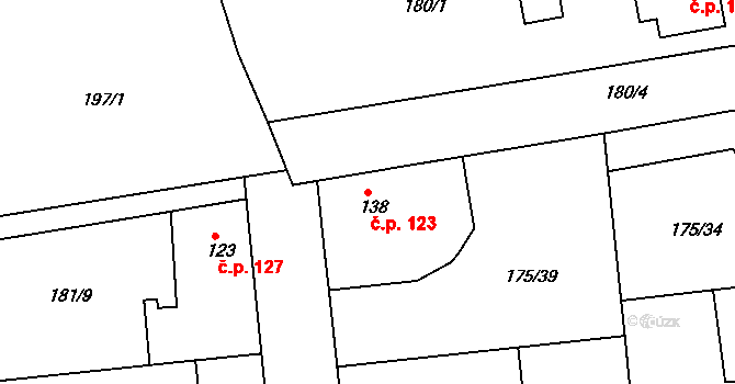 Chýně 123 na parcele st. 138 v KÚ Chýně, Katastrální mapa