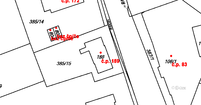 Opatovice nad Labem 159 na parcele st. 188 v KÚ Opatovice nad Labem, Katastrální mapa