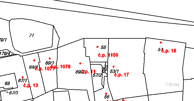 Střešovice 1100, Praha na parcele st. 55 v KÚ Střešovice, Katastrální mapa