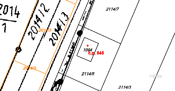 Písek 545 na parcele st. 1094 v KÚ Písek u Jablunkova, Katastrální mapa