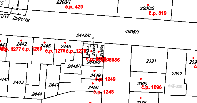 Louny 5035 na parcele st. 2448/5 v KÚ Louny, Katastrální mapa