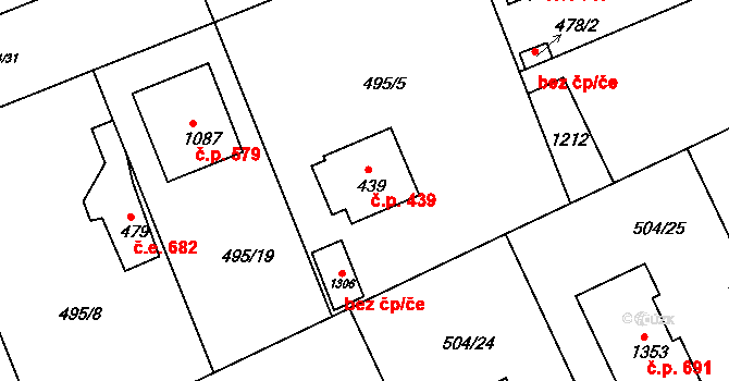 Šťáhlavy 439 na parcele st. 439 v KÚ Šťáhlavy, Katastrální mapa