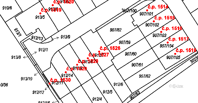 Rychnov nad Kněžnou 1526 na parcele st. 912/7 v KÚ Rychnov nad Kněžnou, Katastrální mapa