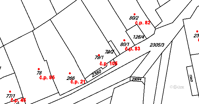 Morkůvky 105 na parcele st. 79/1 v KÚ Morkůvky, Katastrální mapa