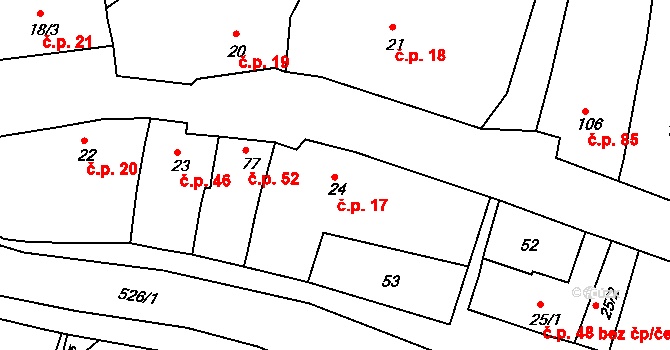 Žopy 17, Holešov na parcele st. 24 v KÚ Žopy, Katastrální mapa