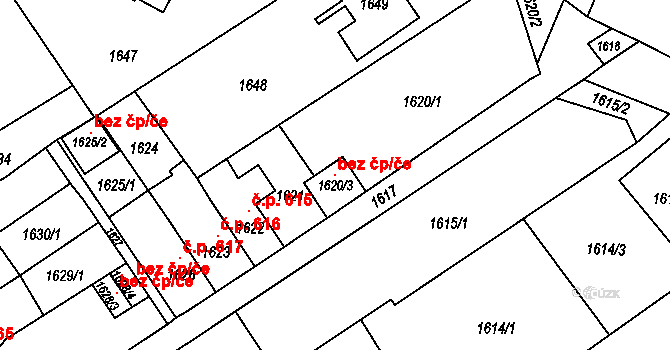 Holešov 107004534 na parcele st. 1620/3 v KÚ Holešov, Katastrální mapa