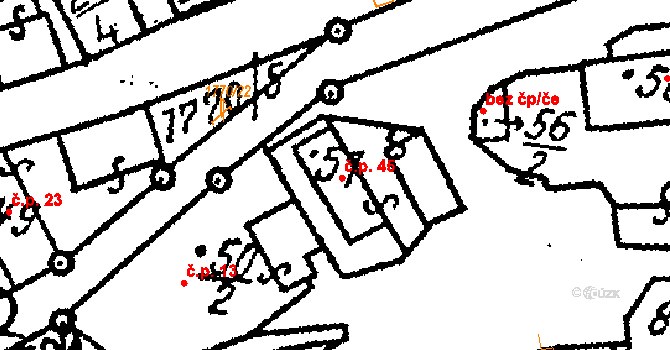 Chlístovice 45 na parcele st. 51 v KÚ Chlístovice, Katastrální mapa