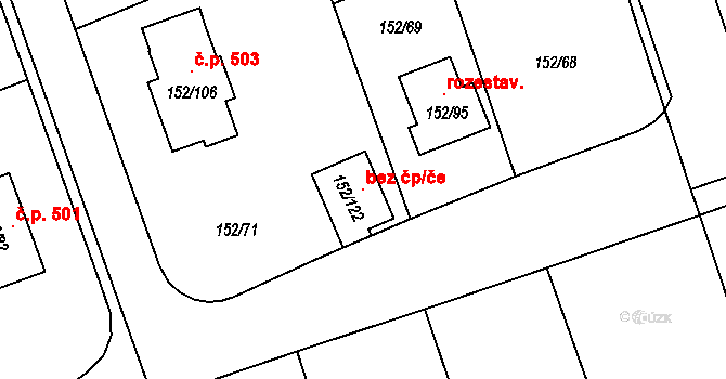 Liberec 119849534 na parcele st. 152/122 v KÚ Horní Hanychov, Katastrální mapa