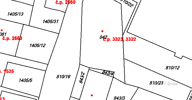Jablonecké Paseky 3322,3323, Jablonec nad Nisou na parcele st. 842 v KÚ Jablonecké Paseky, Katastrální mapa