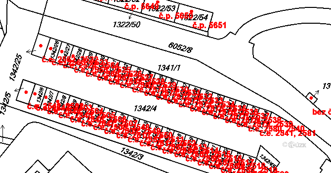 Jihlava 2533,2573 na parcele st. 1342/36 v KÚ Jihlava, Katastrální mapa