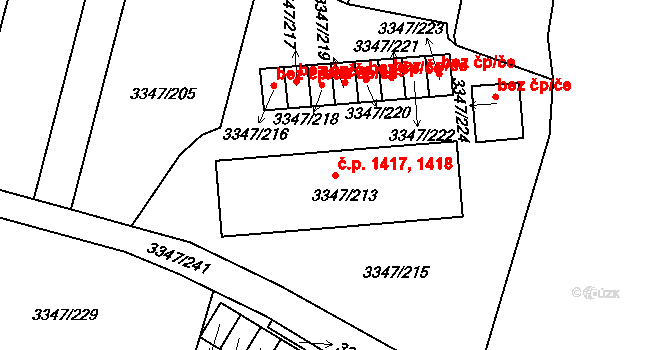 Mikulov 1417,1418 na parcele st. 3347/213 v KÚ Mikulov na Moravě, Katastrální mapa
